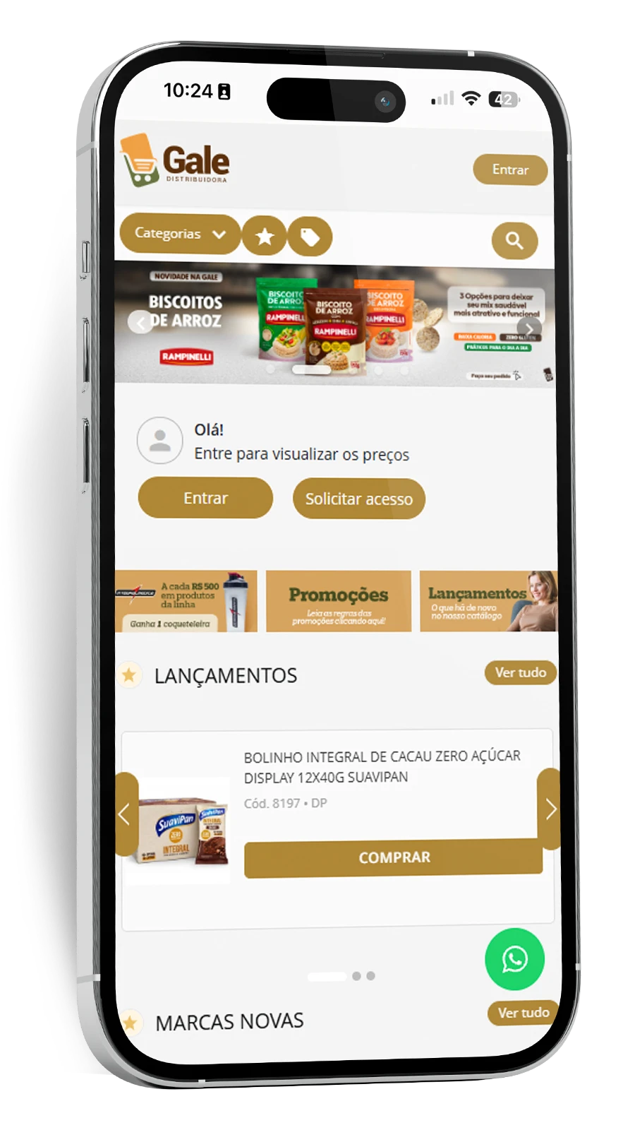 Catálogo online da Gale aberto no celular